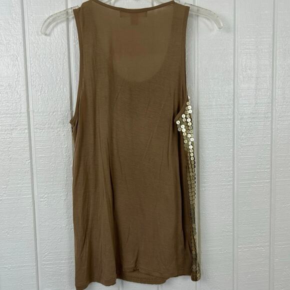 Michael Kors Women Sequin Sleeveless Tank Top Mermaid Fairy Boho Gold Size Small - Picture 4 of 5